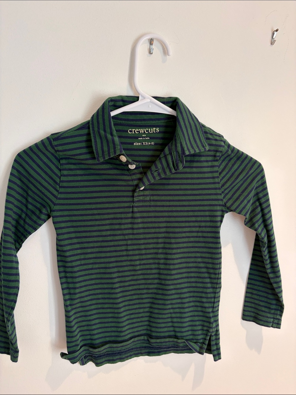 Crewcuts Green and Navy Long-Sleeve Striped Polo